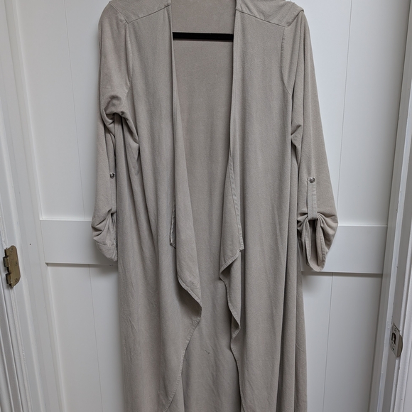 Tahari Sand Biege Open Front Duster, S/M - Picture 1 of 2